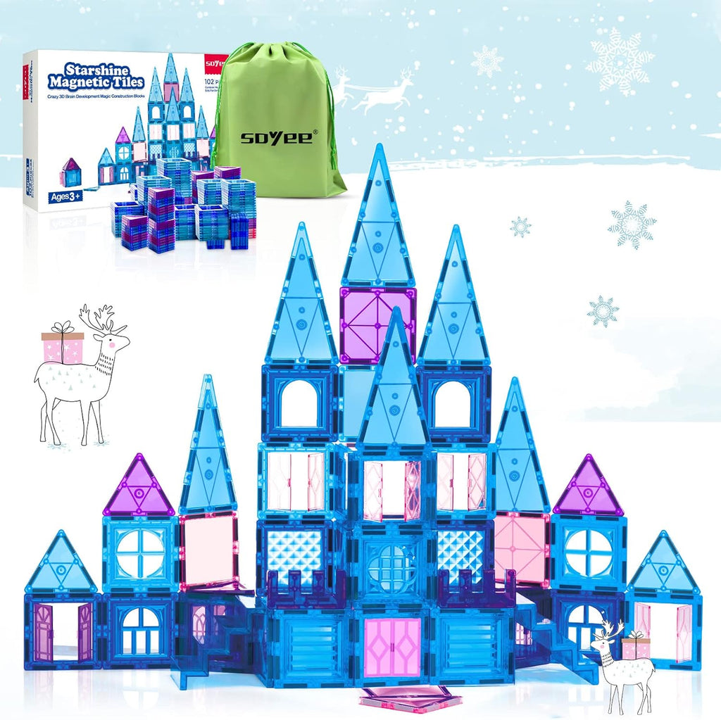Magnetic Tiles 102Pcs Building Blocks Toy Castle Building Kit X944