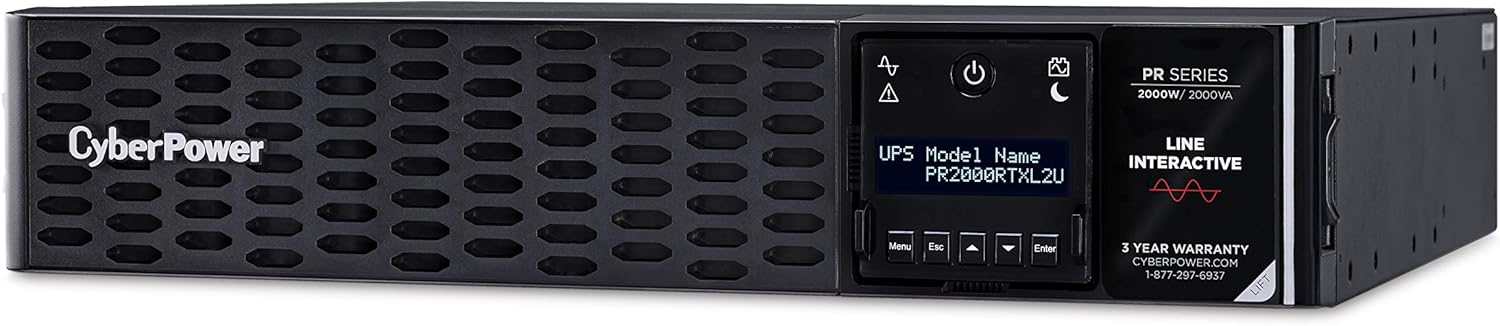 UPS System, 2000VA/2000W, 8 Outlets, 2U Rack/Tower F12956