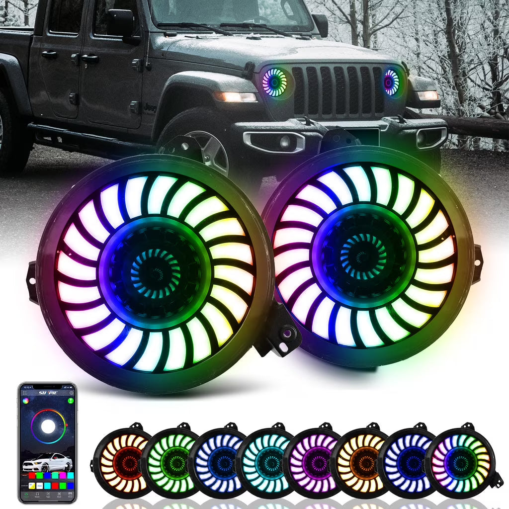 9" 3D LED Lens Halo Headlights with Turn Signal (2pcs/set) T159981