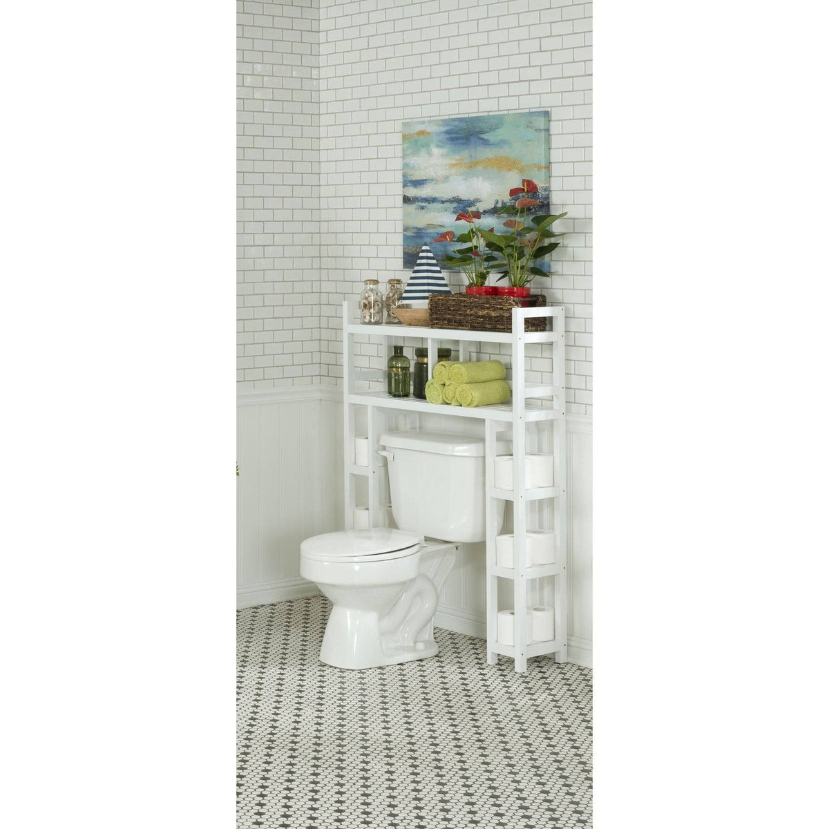 White Bathroom Organizer with 2 Shelves J724