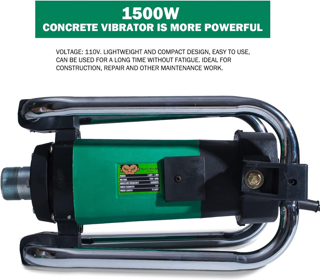 Concrete Vibrator 110V/50HZ 16000RPM with 4.5M Poker, 38MM Diameter Head C977034
