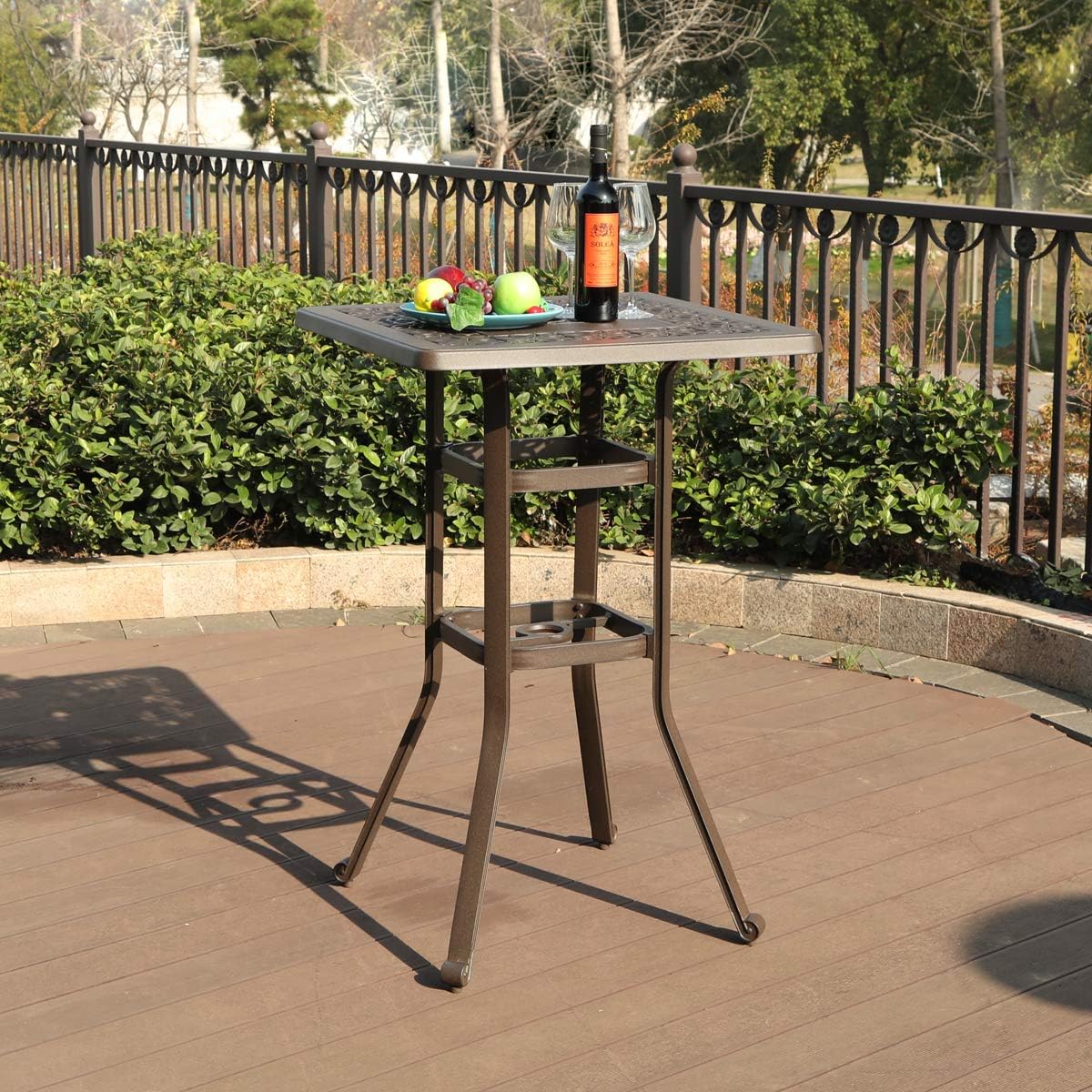 27.5 Cast Aluminum Square Bar Height Bistro Table F11079