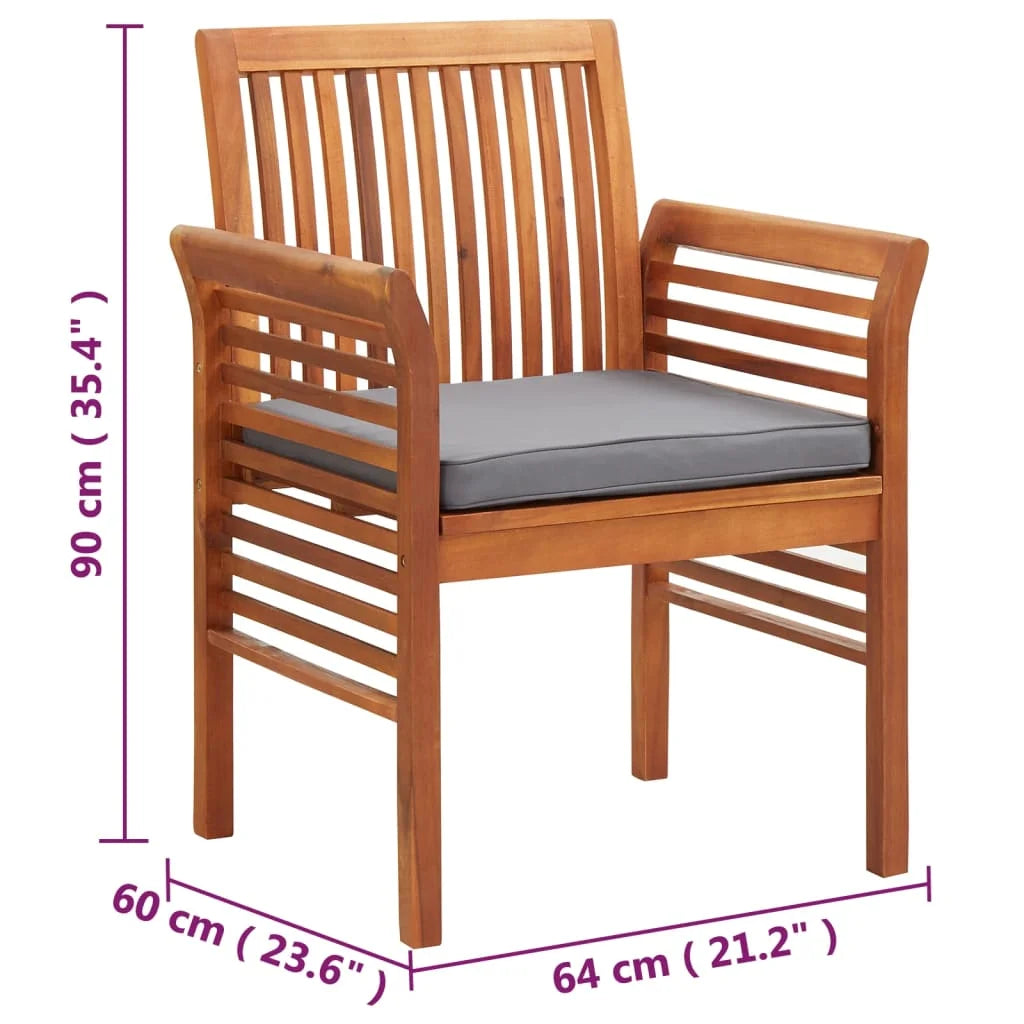 8 pcs Solid Wood Acacia Patio Dining Chairs with Cushions X35170