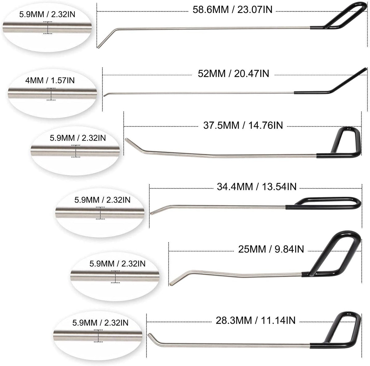 30Pcs Paintless Dent Repair Tools Kit Dent Removal Rods Set I181824