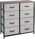 Gray 8 Drawer Vertical Dresser with Fabric Bins R601