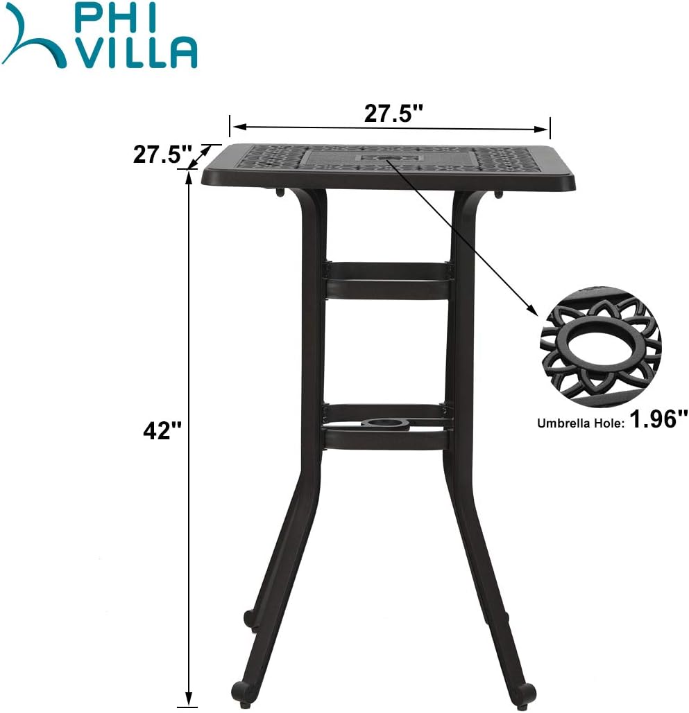 27.5 Cast Aluminum Square Bar Height Bistro Table F11079