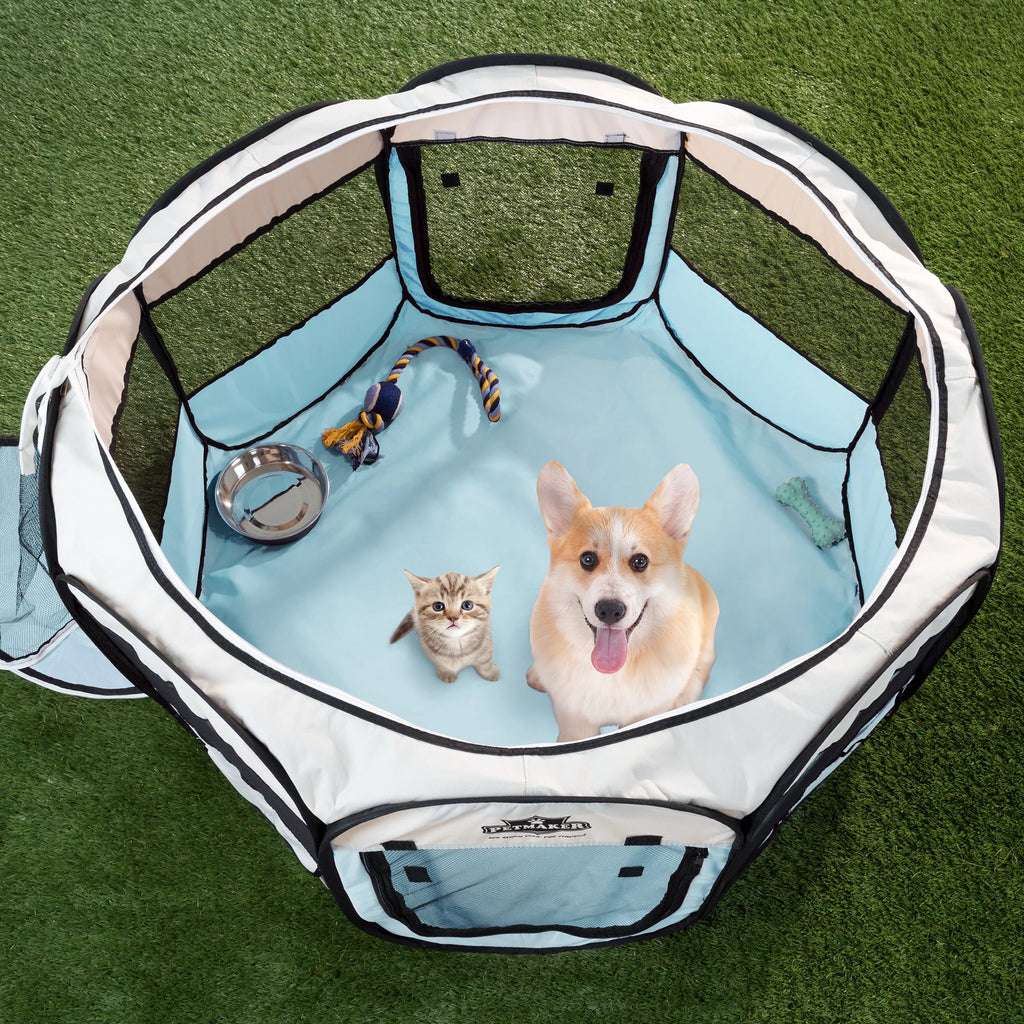 38-Inch Portable Pop-Up Dog Playpen with Carry Bag T11219