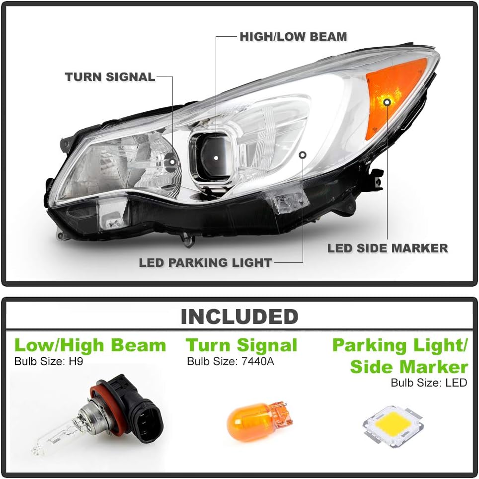 Chrome Housing LED Tube Projector Headlights B177242