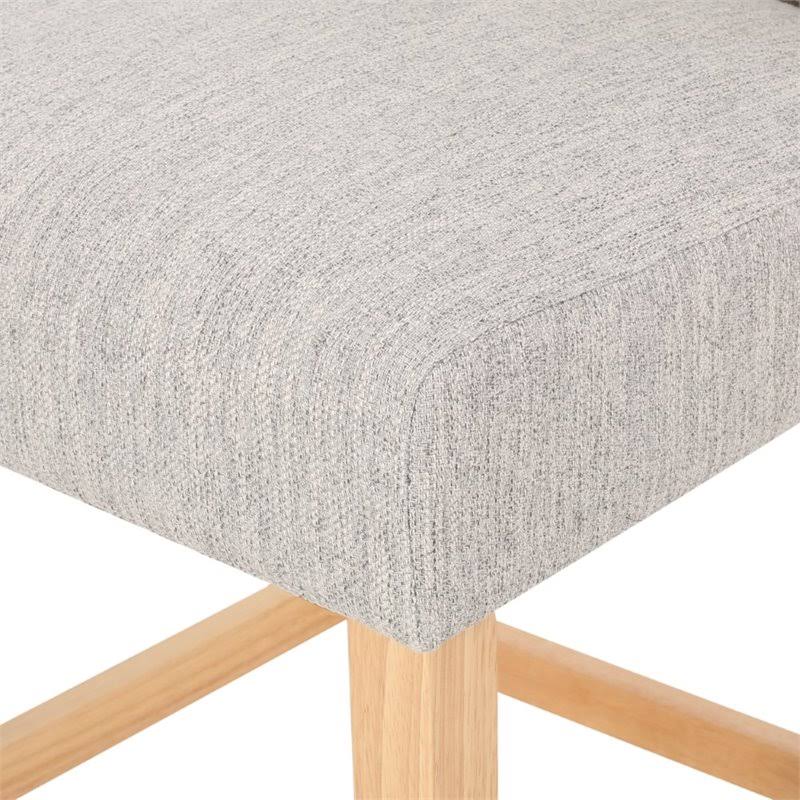 Button Tufted Fabric Wingback Bar Stool, Set of 2, Light Gray U6330