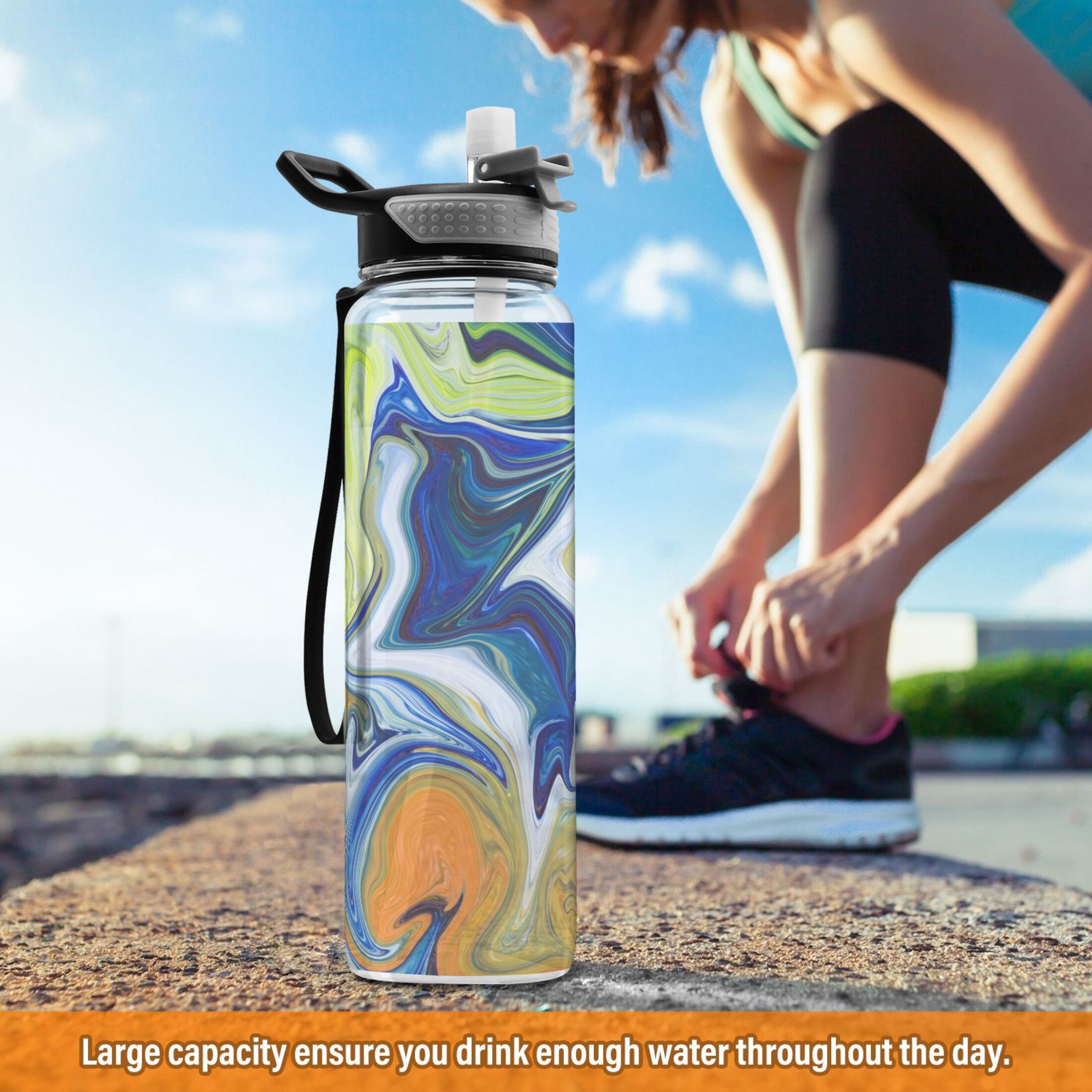 32oz Tritan Leakproof Water Bottle with Straw A8708