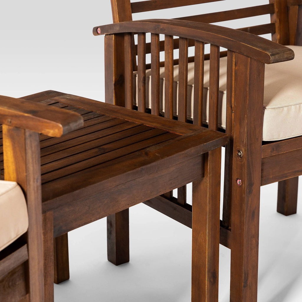 3PC Acacia Wood Patio Chairs and Side Table Espresso Brown G887516