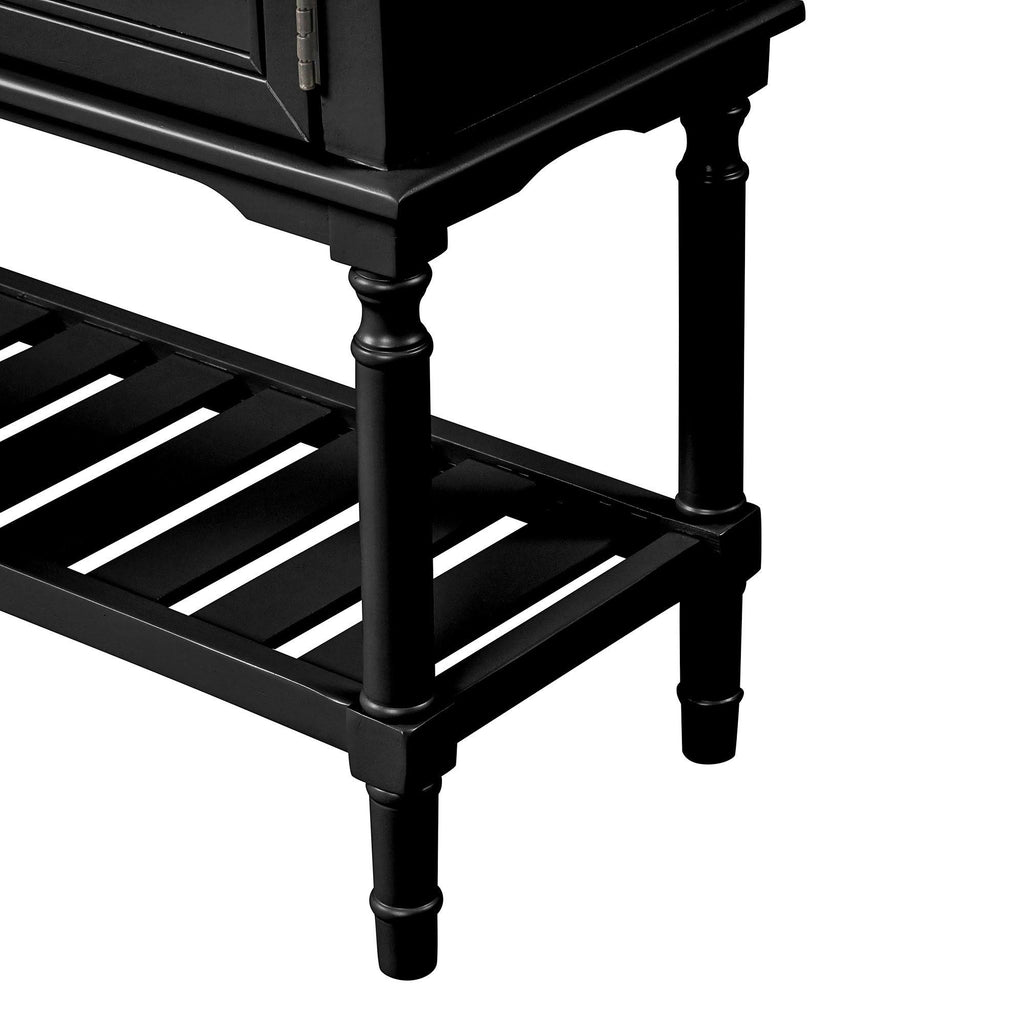 Black Navy Blue Console Table with 2 Drawer Cabinet Shelf B69863