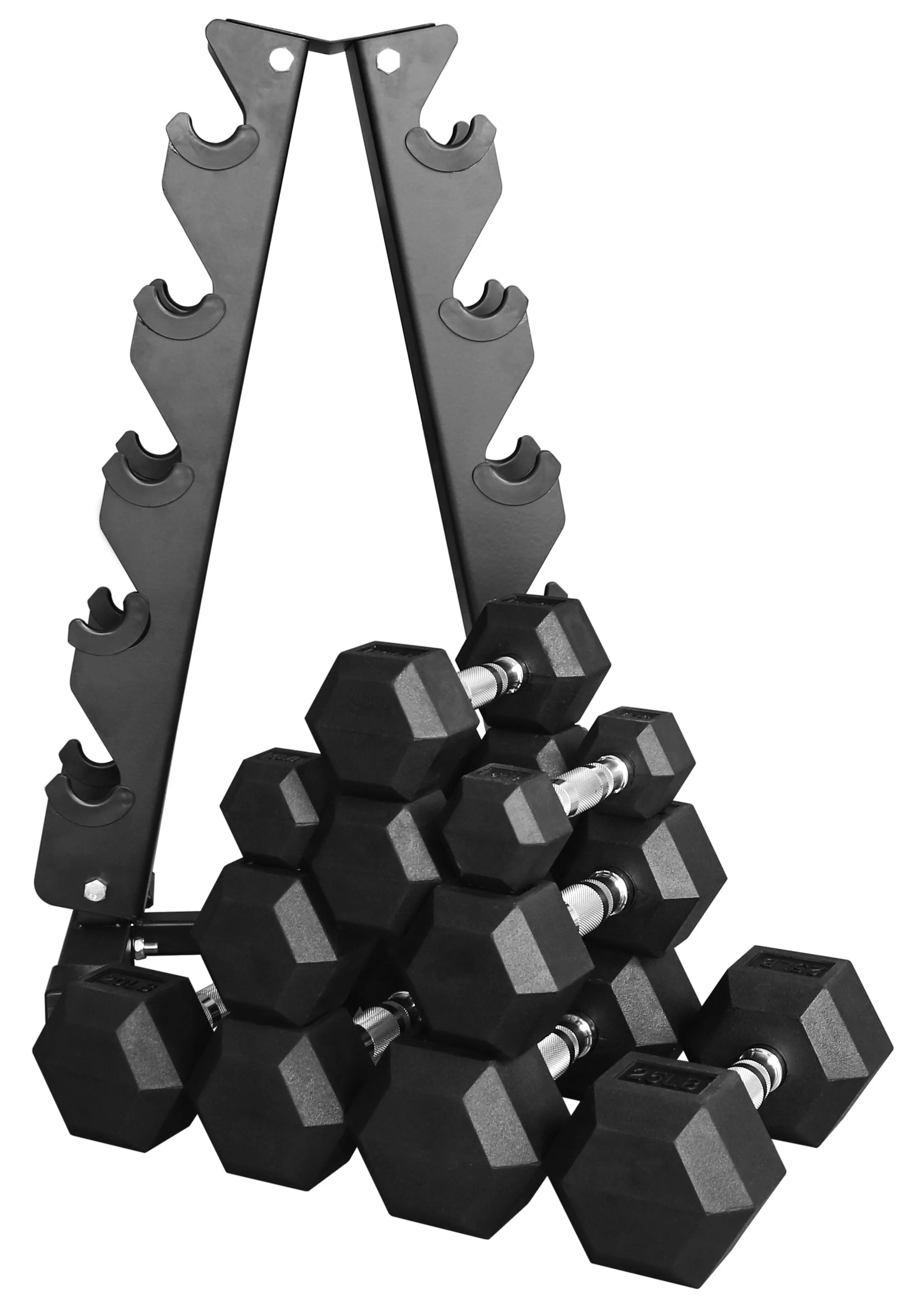 150LB Coated Hex Dumbbell Weight Set with A-Frame Storage Rack L886280