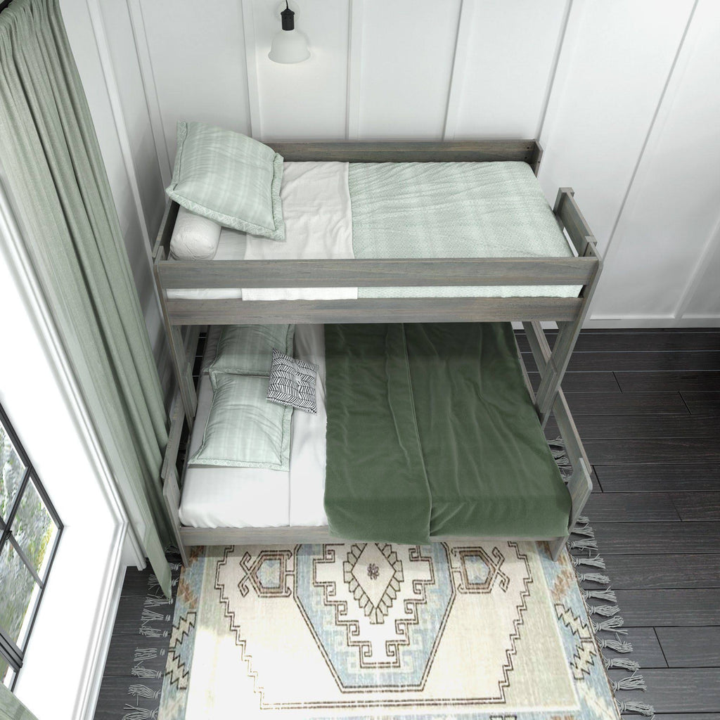 White Wash Farmhouse Twin XL/Queen Bunk Bed E9147
