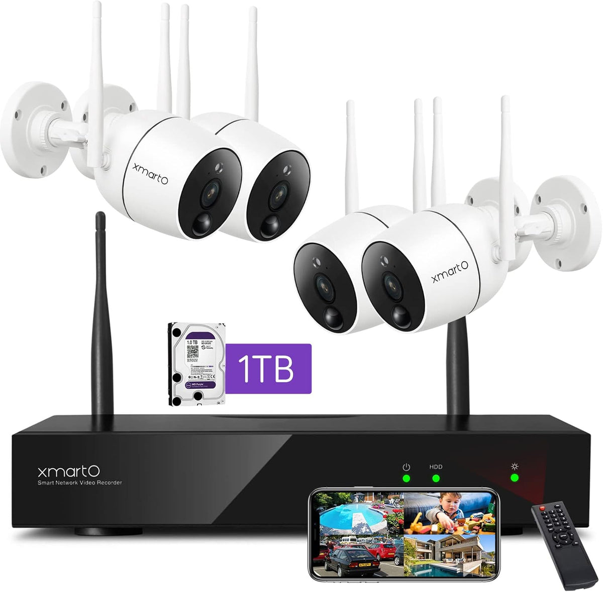 8CH 2K HD Wireless Security Camera System with 1TB HDD B301